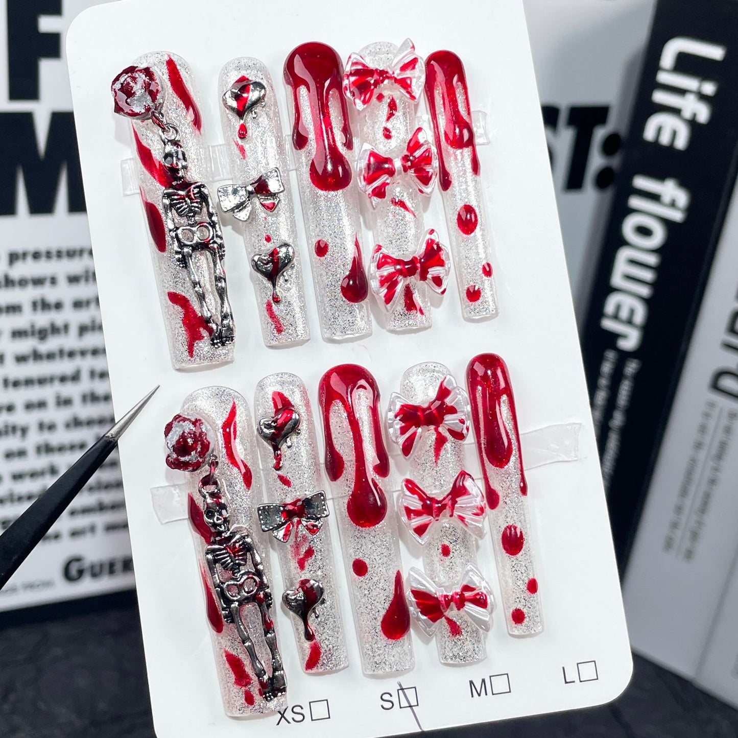 Scary Halloween Nails Blood Drip Glitter