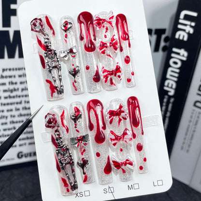 Scary Halloween Nails Blood Drip Glitter