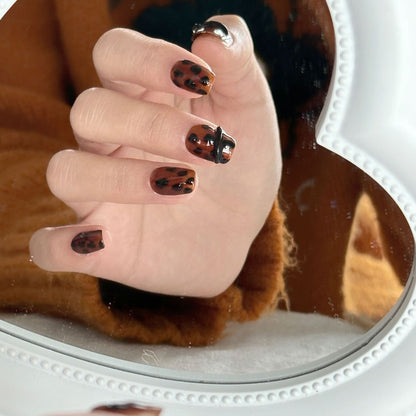 Tortoise Shell Nail Art Short Press on