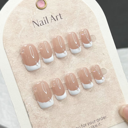 French Classic Nails Nude Square Fake