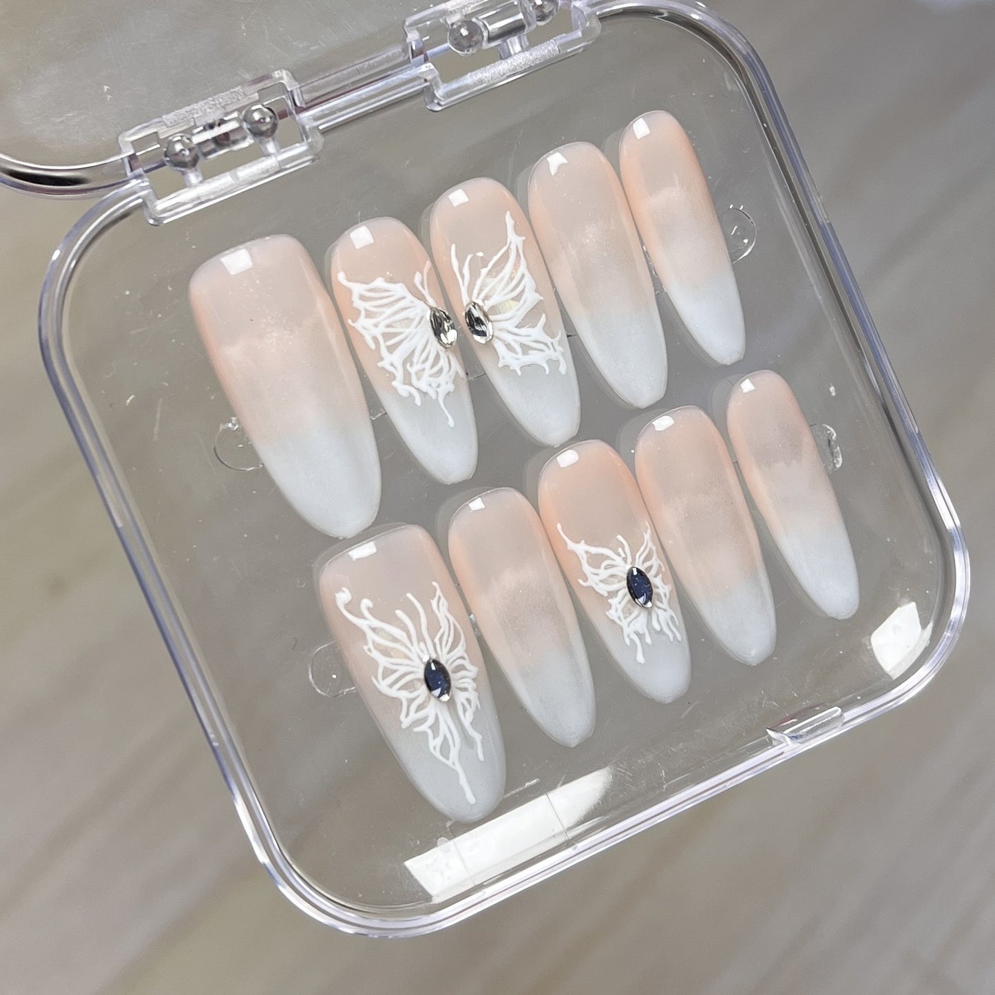 Ombre Wedding Nails Butterfly Press on