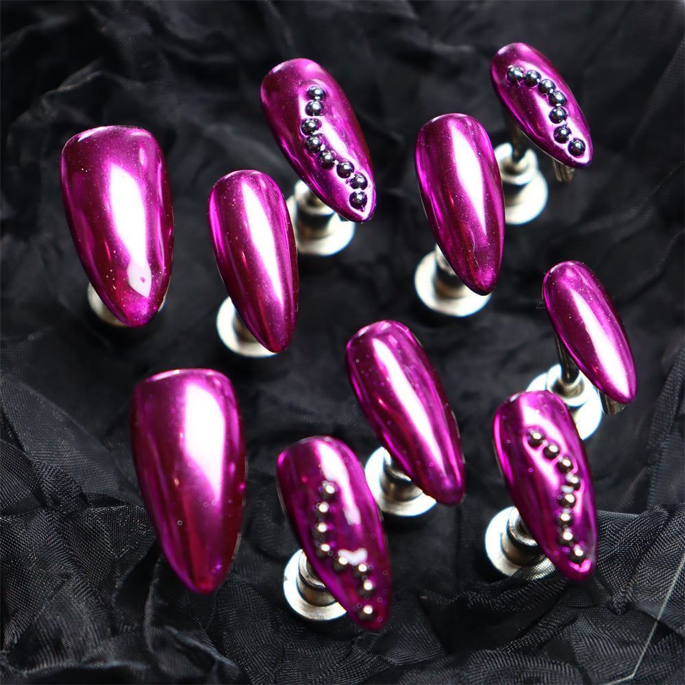 Fuchsia Nails Chrome Almond Press on