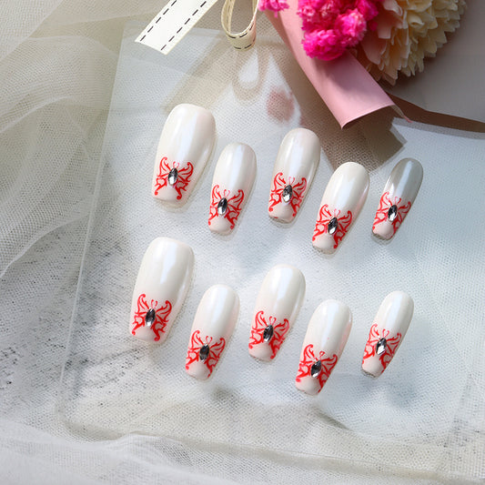 Coffin White Nail Designs Butterfly Press on