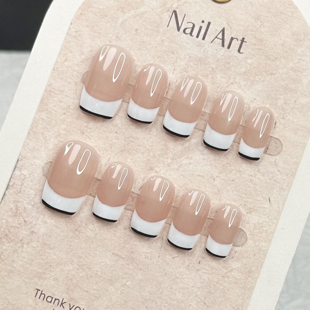 Natural French Nails Simple Square Glue on