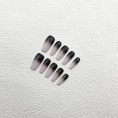 Two Tone Black Ombre Nails Coffin