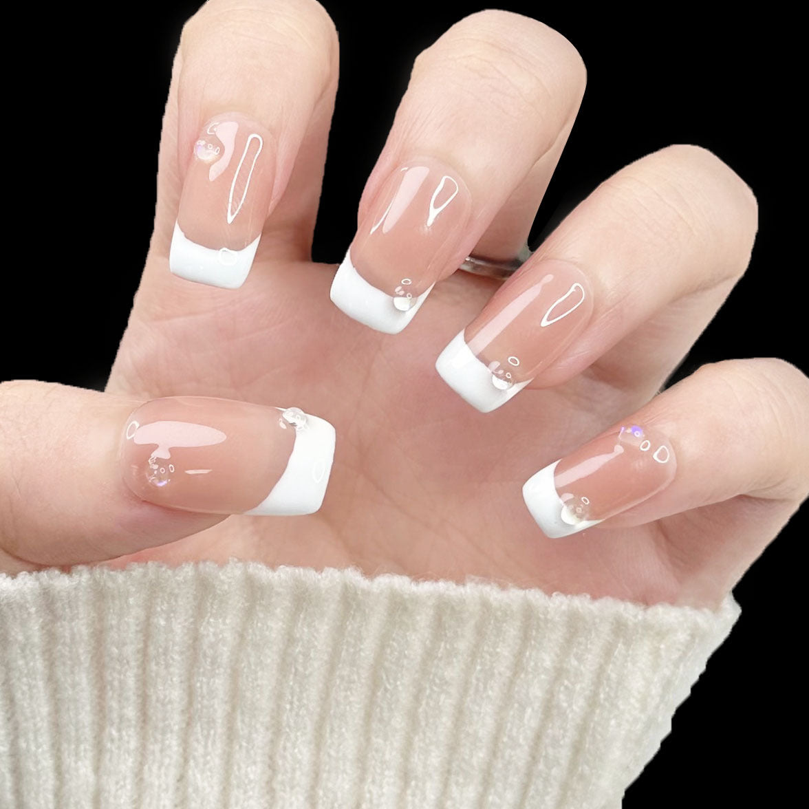 French Classic Nails Nude Square Fake