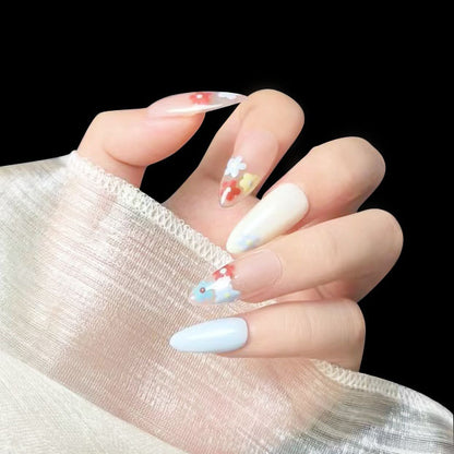 French Tip Nails with Flower Spring