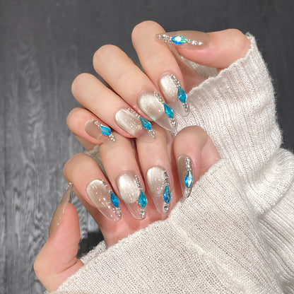 Clear Ombre Nails Velvet Diamond Press on