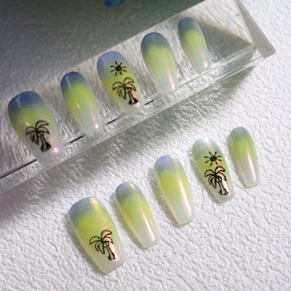 Ombre Palm Tree Nails Tropical Vacation