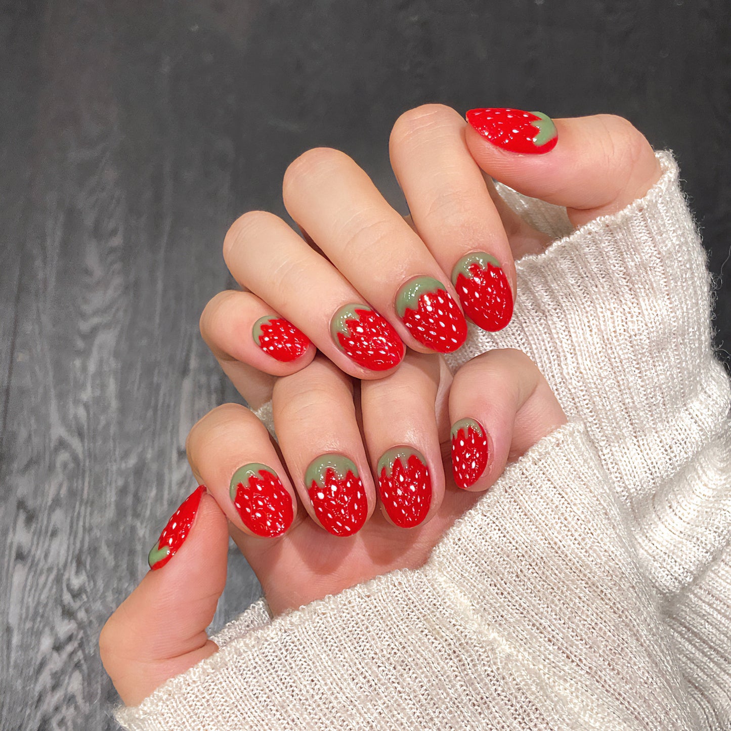 Strawberry Nail Art Short Oval Cute