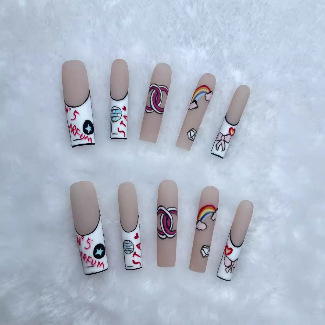 Long Square Press on Nails Pop Art