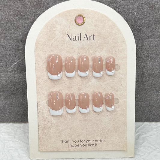 French Classic Nails Nude Square Fake