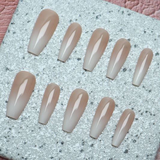 Neutral Ombre Nails Glossy Press on