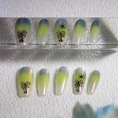 Ombre Palm Tree Nails Tropical Vacation