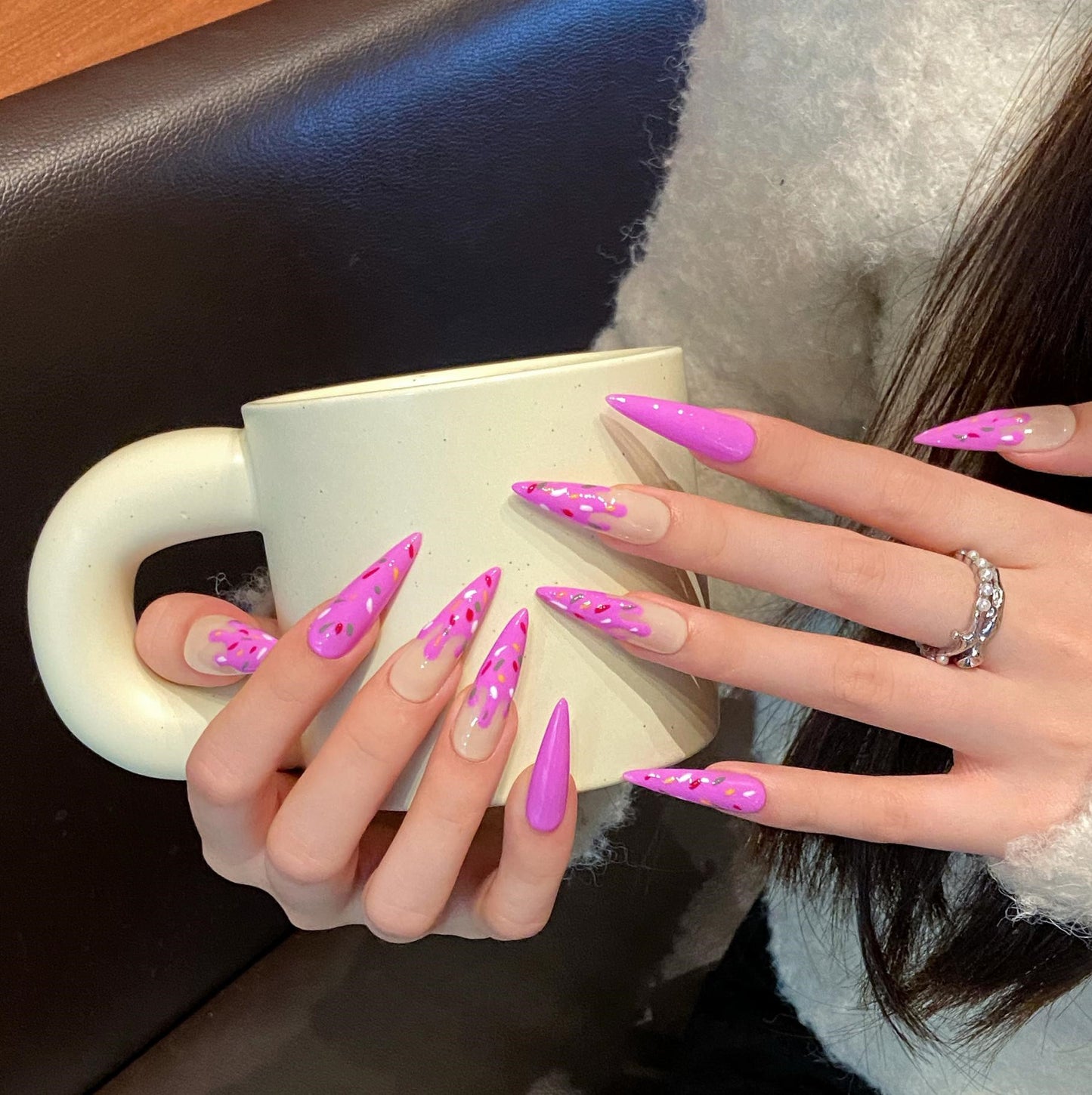 Purple Stiletto Nails Ice Cream Vacation