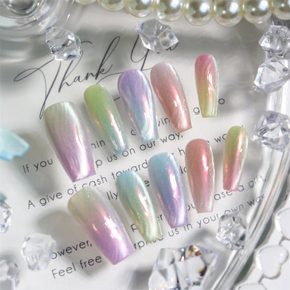 Ombre Colorful Nails Aurora Coffin Press on