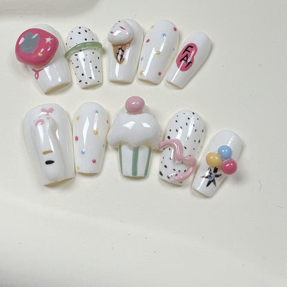 Ice Cream Nails 3D Kawaii Designs