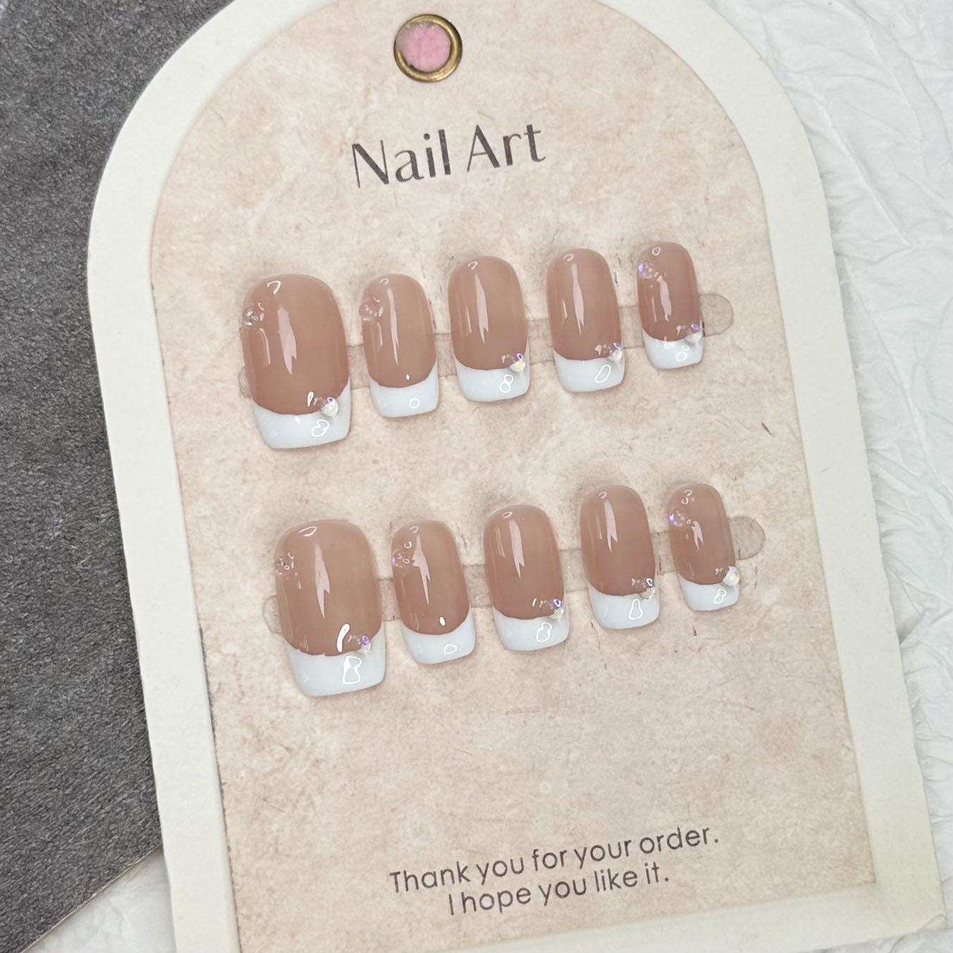 French Classic Nails Nude Square Fake