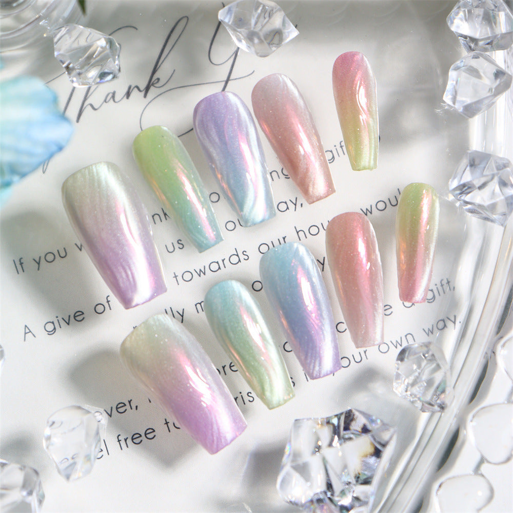 Ombre Colorful Nails Aurora Coffin Press on