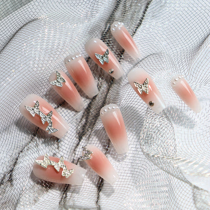 Airbrush Ombre Nails Blush Butterfly