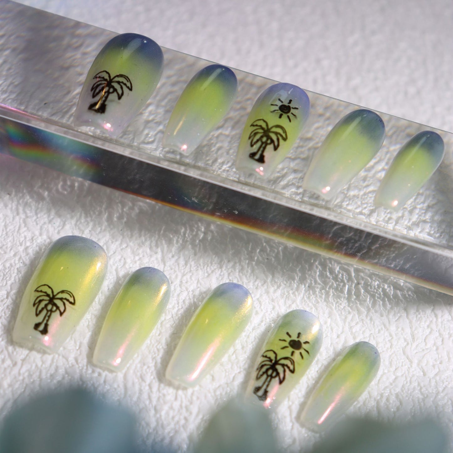 Ombre Palm Tree Nails Tropical Vacation