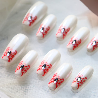 Coffin White Nail Designs Butterfly Press on