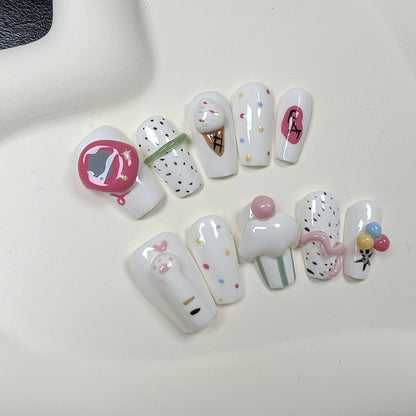 Ice Cream Nails 3D Kawaii Designs