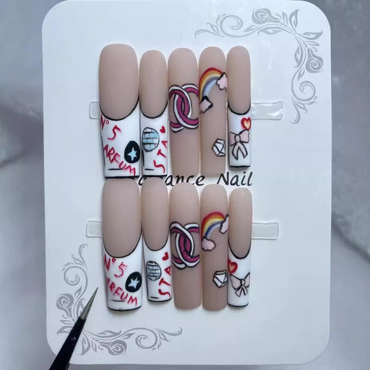 Long Square Press on Nails Pop Art