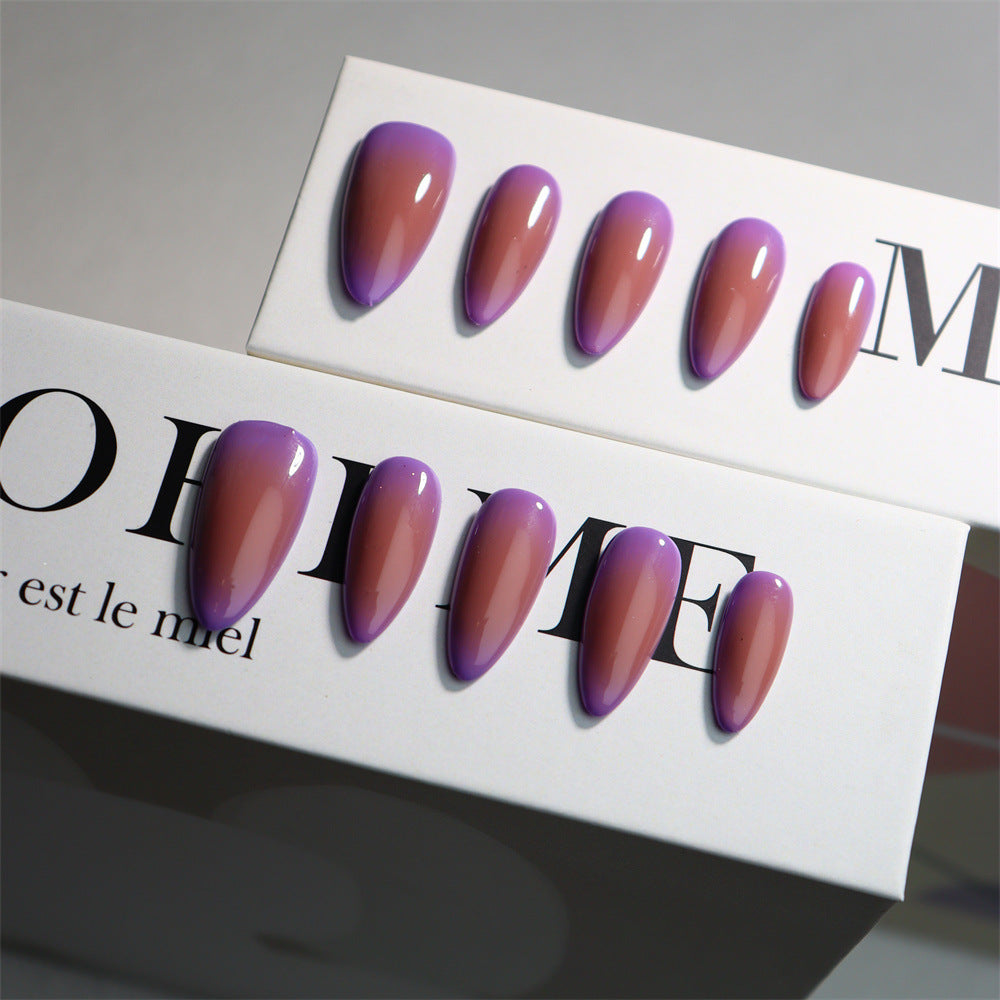 Purple Aura Nails Ombre Almond