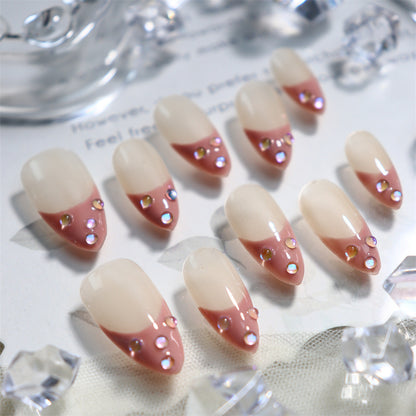 Dusty Rose Nails French Water Drop Almond