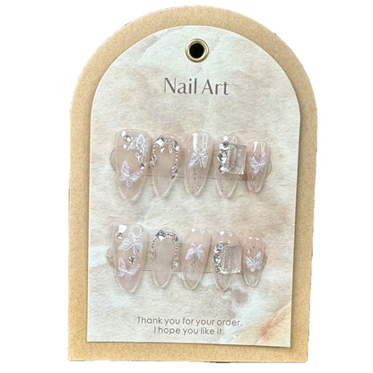 Clear Almond Nails Butterfly Diamond Fairy