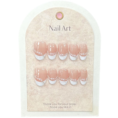 Short White French Tip Nails Oval Valentine