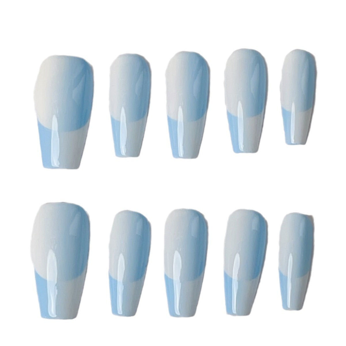 Reverse Ombre Nails White and Blue French