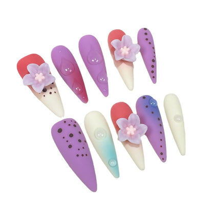 Flower 3D Nail Art Matte Colorful