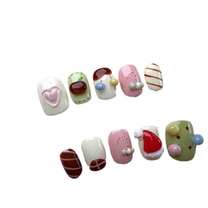 Santa Hat Nails Art Kawaii Christmas