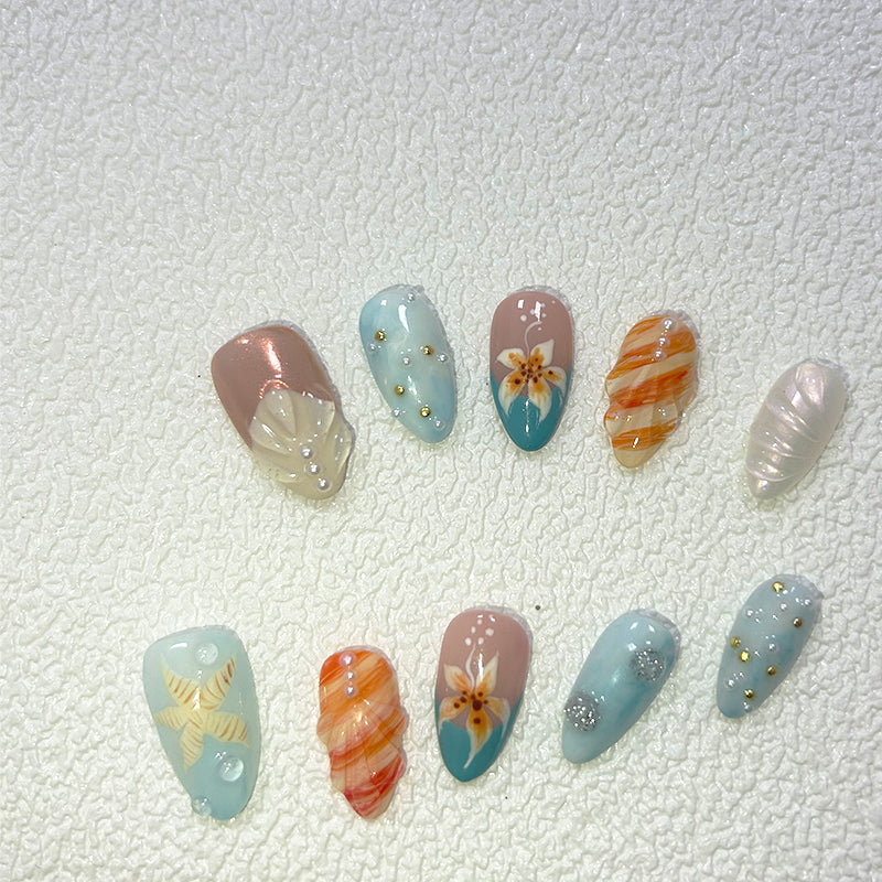 Summer Beach Nails Seashell Hawaii Acrylic