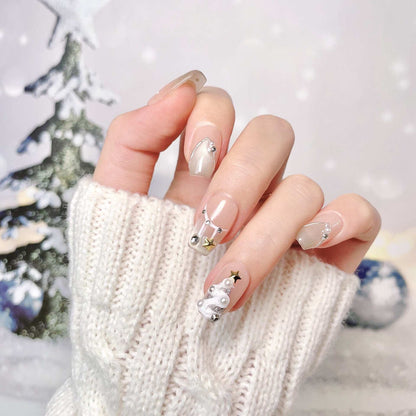 Pink Snowflake Nails