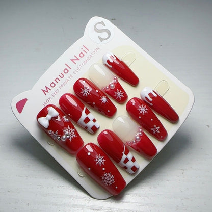 Red Snowflake Nails