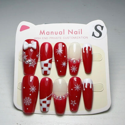 Red Snowflake Nails