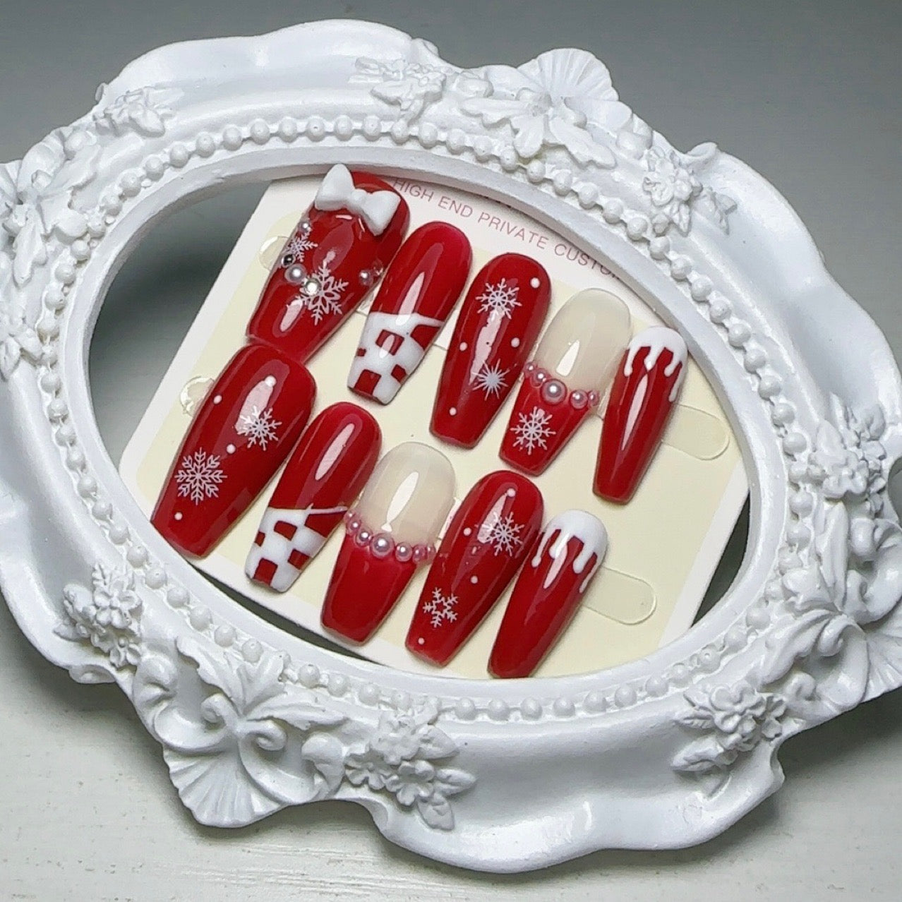 Red Snowflake Nails