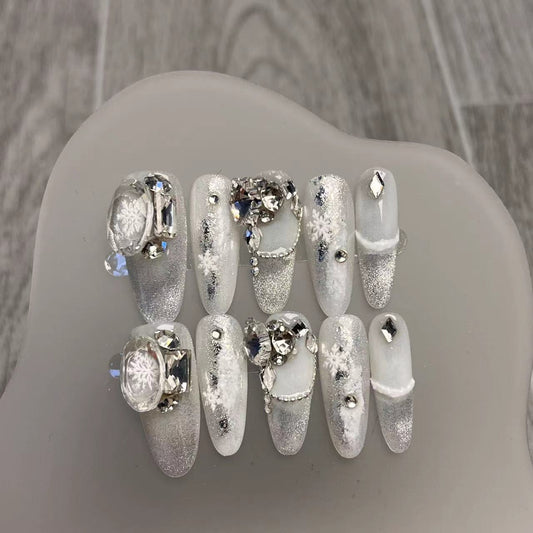 White Snowflake Nails