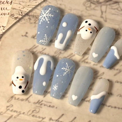 Blue Snowflake Nails