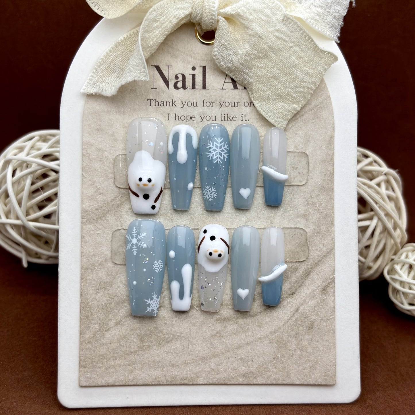 Blue Snowflake Nails