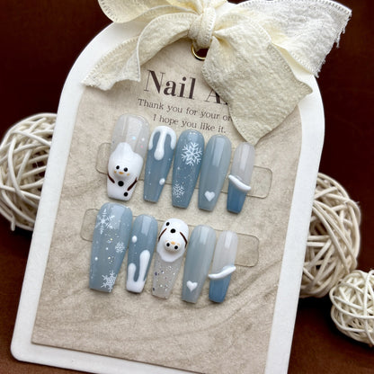 Blue Snowflake Nails