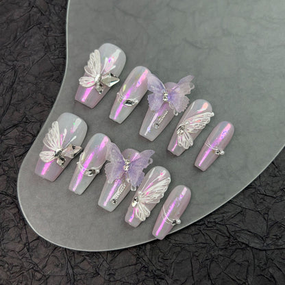 Light Purple Nails With Butterflies