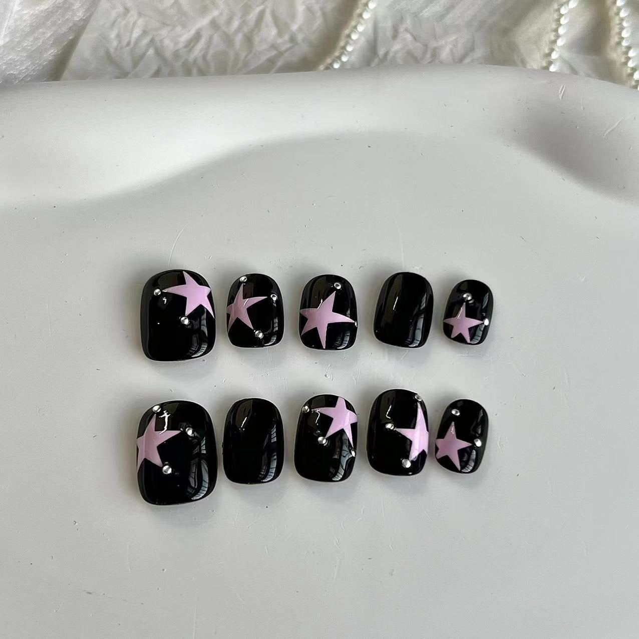 Black Nails With Stars