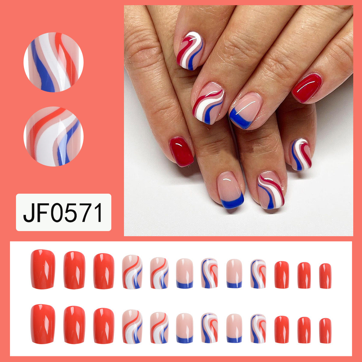 Red And Blue Ombre Nails