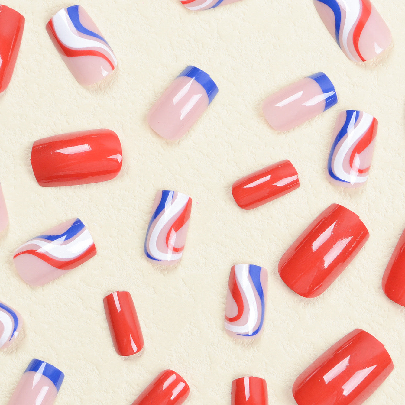 Red And Blue Ombre Nails