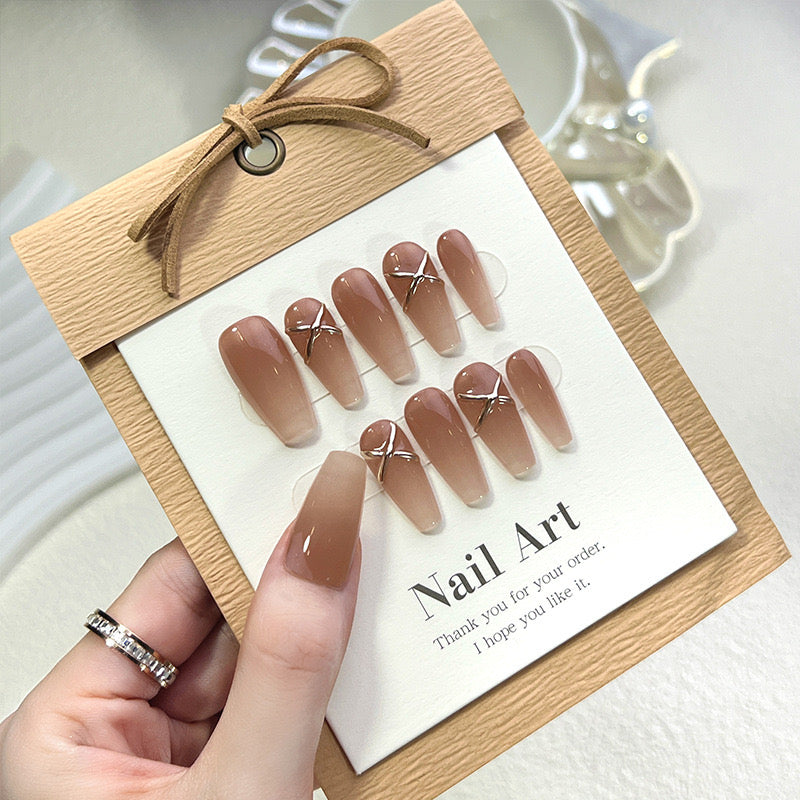 Ombre Nails Brown Ballerina Simple