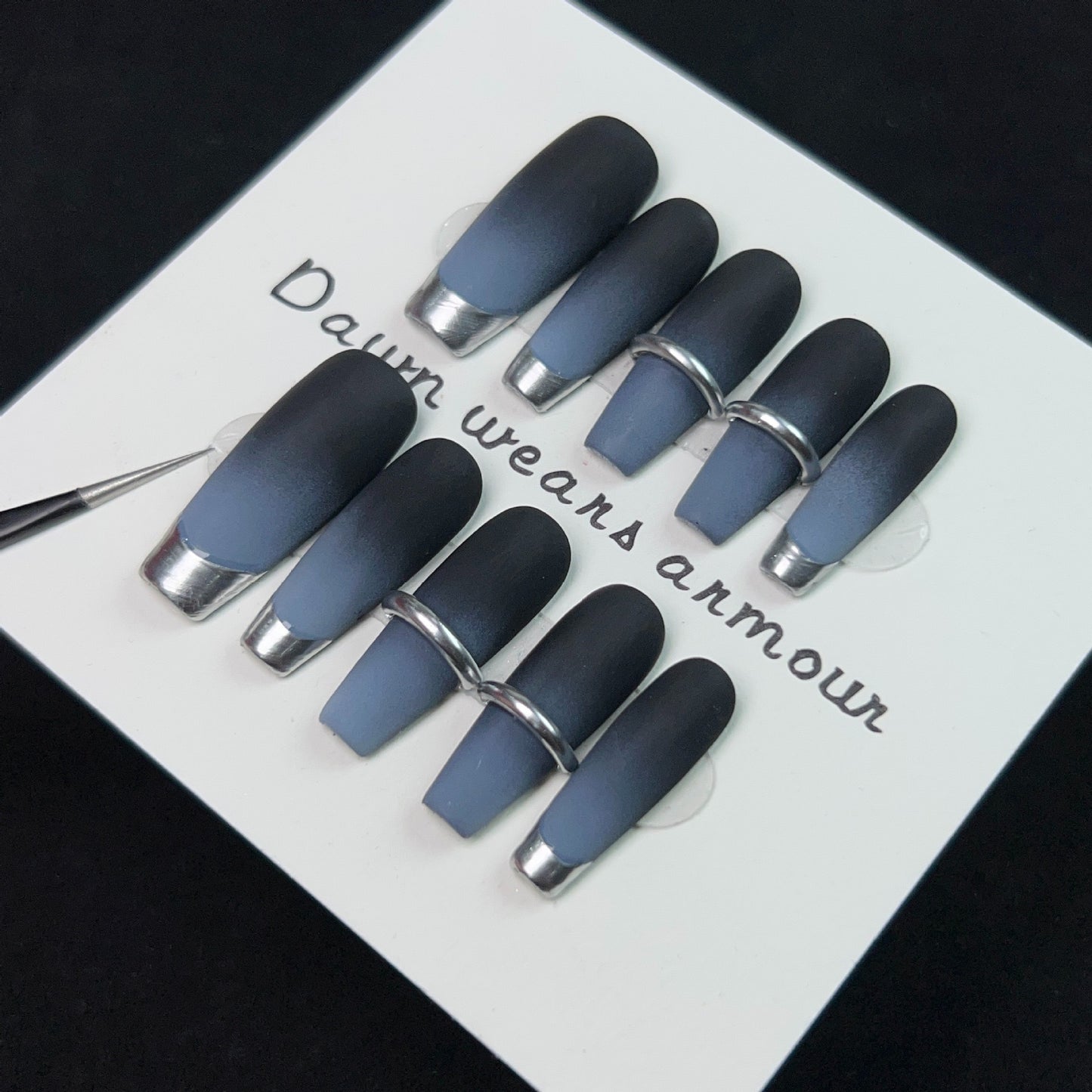 Dark Blue Ombre Nails